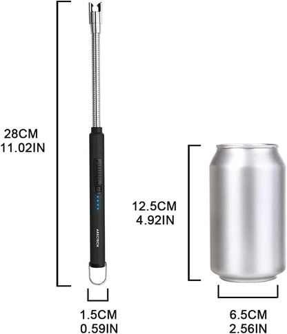 Electric Arc Candle Lighter Flameless Rechargeable USB Long Lighter for Candle Cooking Bbqs Fireworks Black